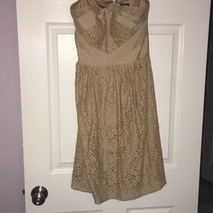 Tan strapless dress
